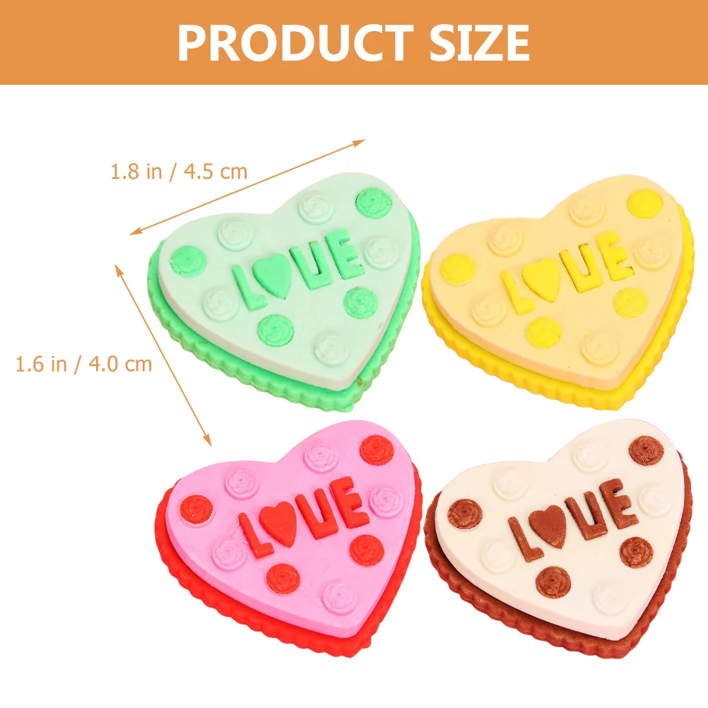 20Pcs Cake Erasers Cute Heart Shaped Kids Erasers Bulk Fun Designs for School Home Teaching Learning Activities
