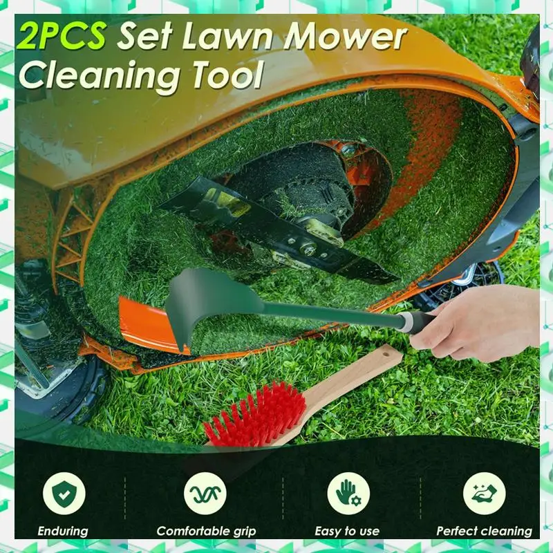 

FIZP Mower Deck Scraper With Ergonomic Long Handle Lawn Mower Deck Cleaner Tool With Stiff Bristle Brush, Lawn Mower