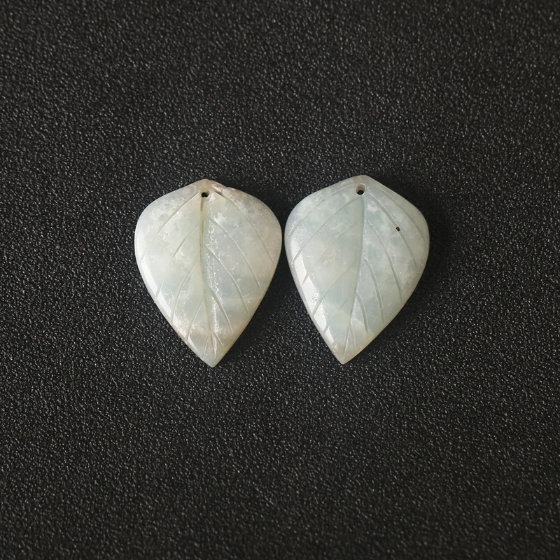 Natural Amazonite Leaf Shape Earring Beads 27x20x4mm 6.3g for Jewelry Making DIY Gemstone Components Perfect for Parties & Gifts