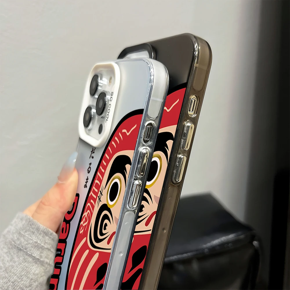 Japanese Daruma Lucky Doll Phone Case for iPhone 16 12 13 14 15 11 Max Pro Plus Laser IMD Color Shell image 5