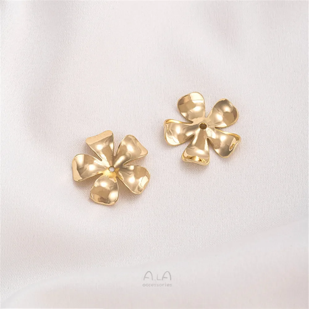 14K Real Gold Plated Handmade Stamen Petal Flower Piece Bead Cap DIY Handmade Jewelry Earring Material Flower Holder Accessories