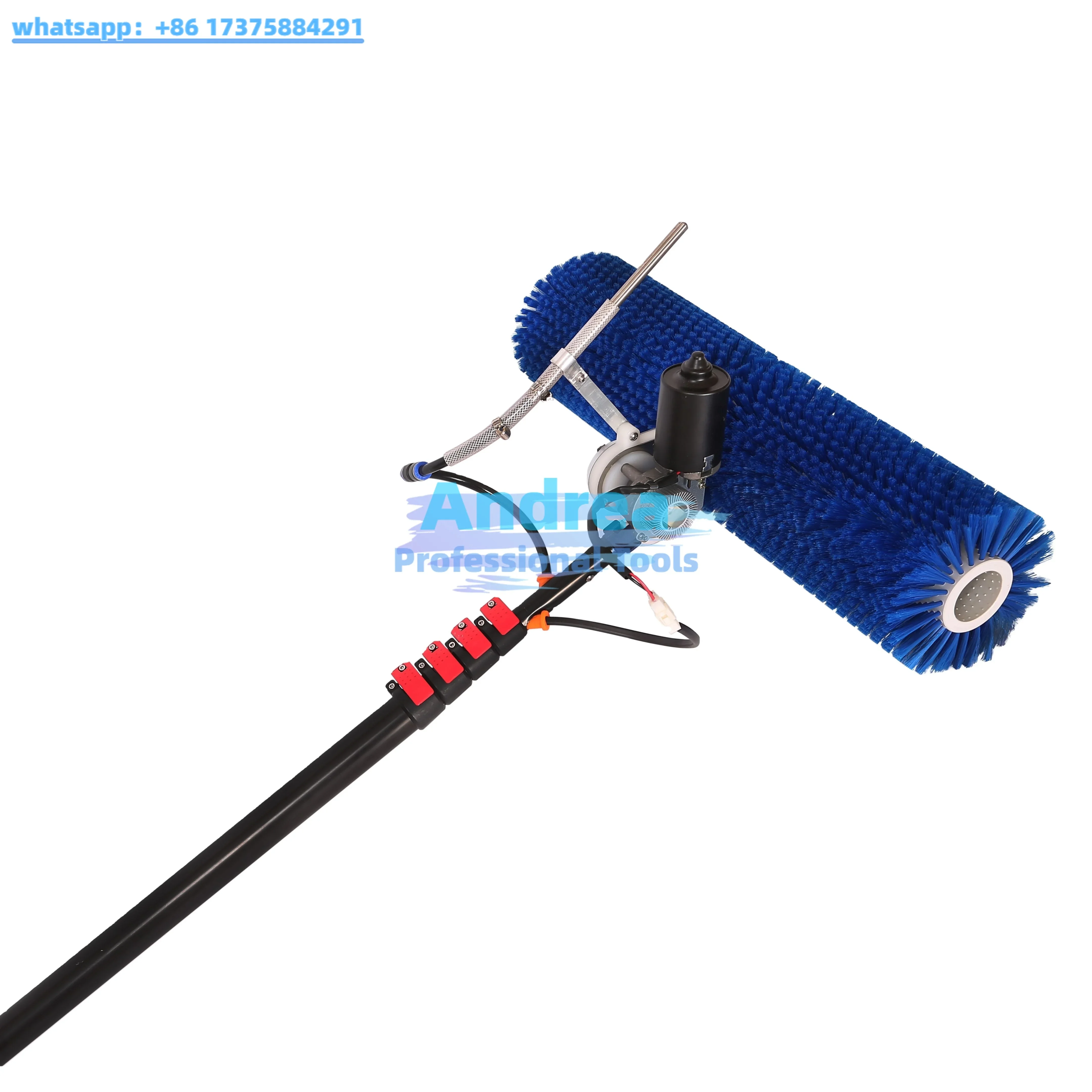 Extentool 7.5m solar panel photovoltaic water fed pole cleaning robot roller brush telescopic pole