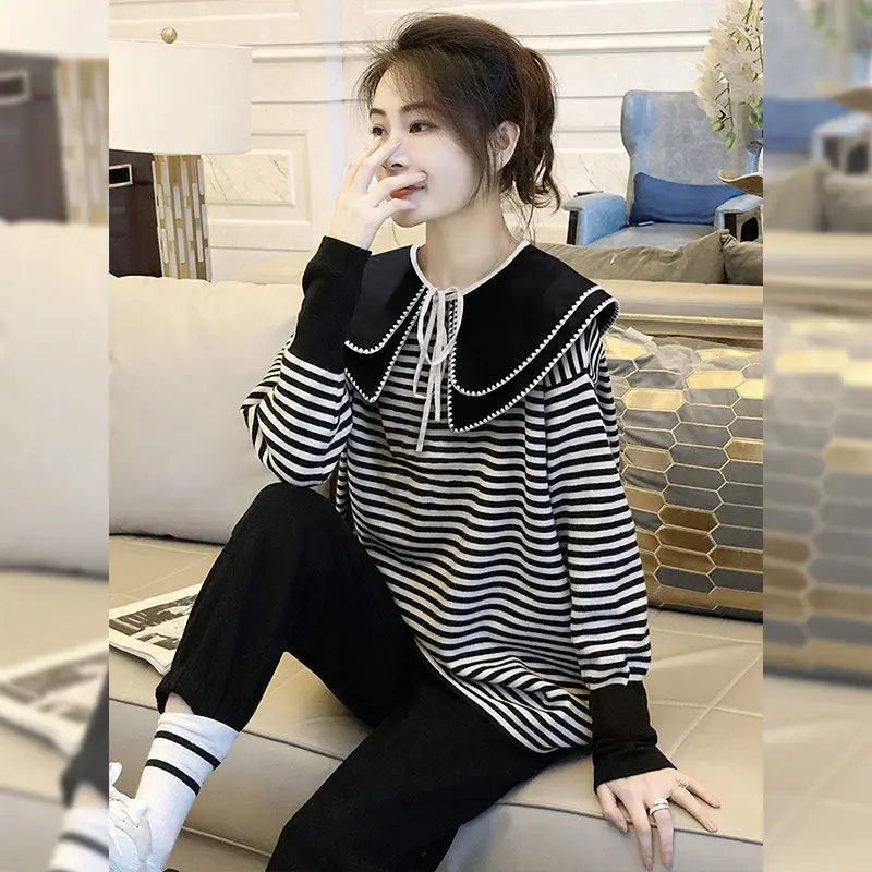 High Quality Sweatshirts For Striped Women Pullovers Slim Tops Novelty Cheap And Stylish Offer On Promotion Female Clothes