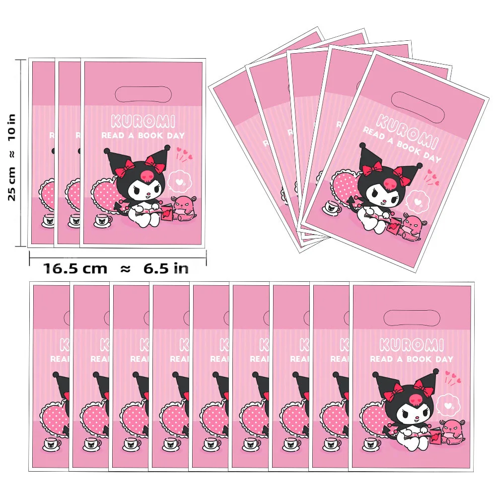 10pcs 16.5*25cm Kuromi Gift Bag Loot Bag Kid Girl Boy Birthday Party Supplies Sanrio Decorations Kids Boys Party Favors Toys