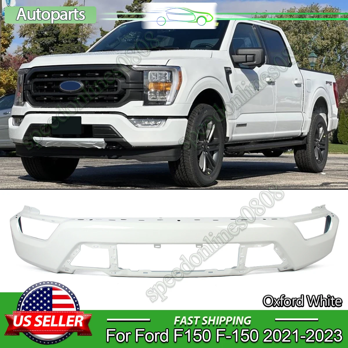 Oxford White Steel Front Bumper with Fog Lights Hole Proctive Bumper Modify For Ford F150 F150 2021-2024 Front Surround Body Kit