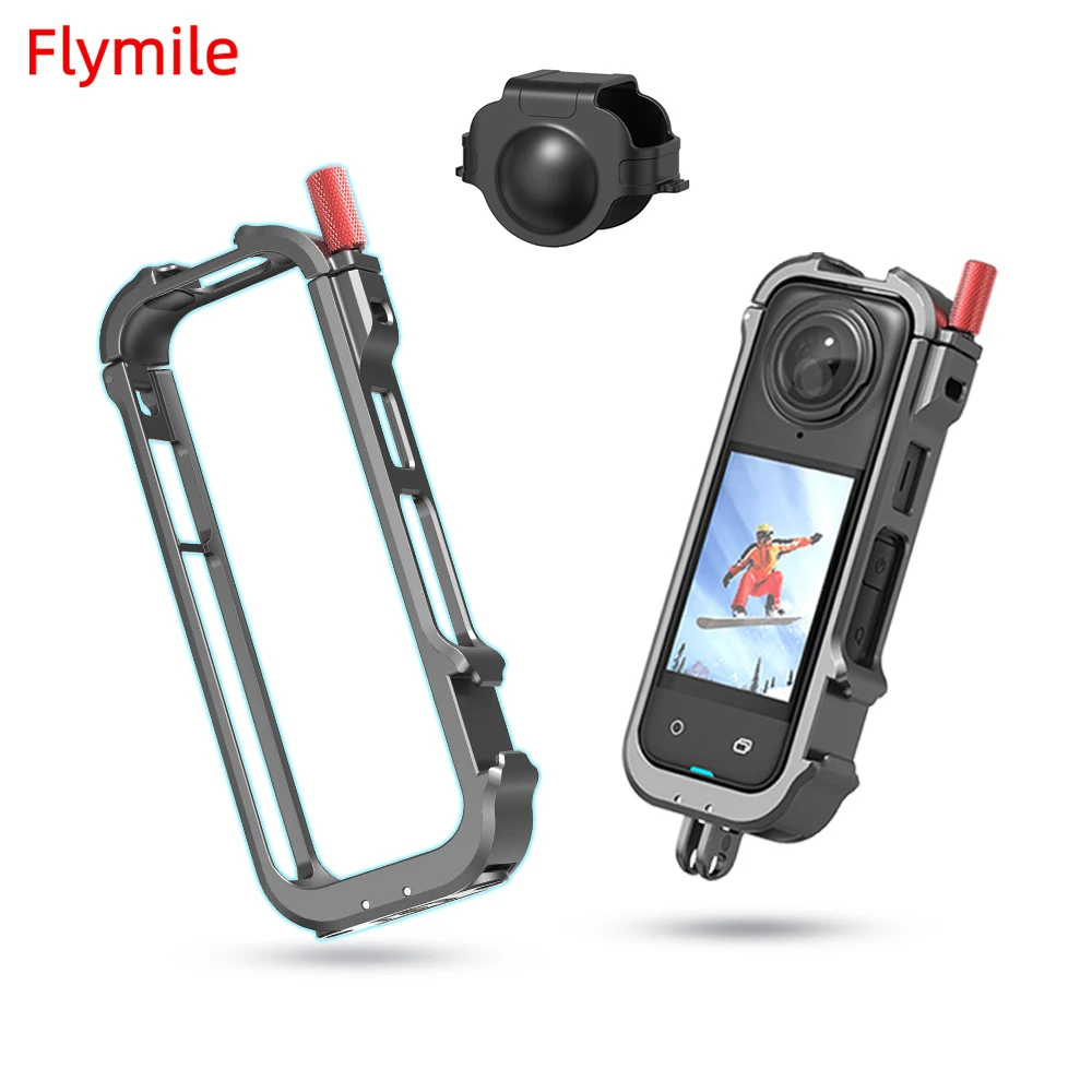 

Flymile Metal Frame Rabbit Cage For Insta360 X4 Protective Case With Cold Shoe 1/4 Threaded Connection Action Camera Accessories