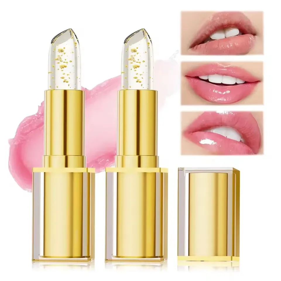 Gradient Jelly Lipstick Cup Non-stick Gold Foil PH Color Changing Lip Balm Long Lasting Hydrating Moisturizing Makeup Lipstick