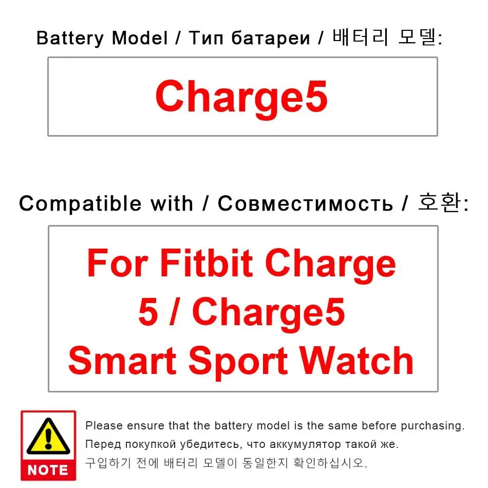 Smart Sports Watch Battery Reliable Power Supply For Fitbit Charge 5 Charge5 Sport High Compatibility