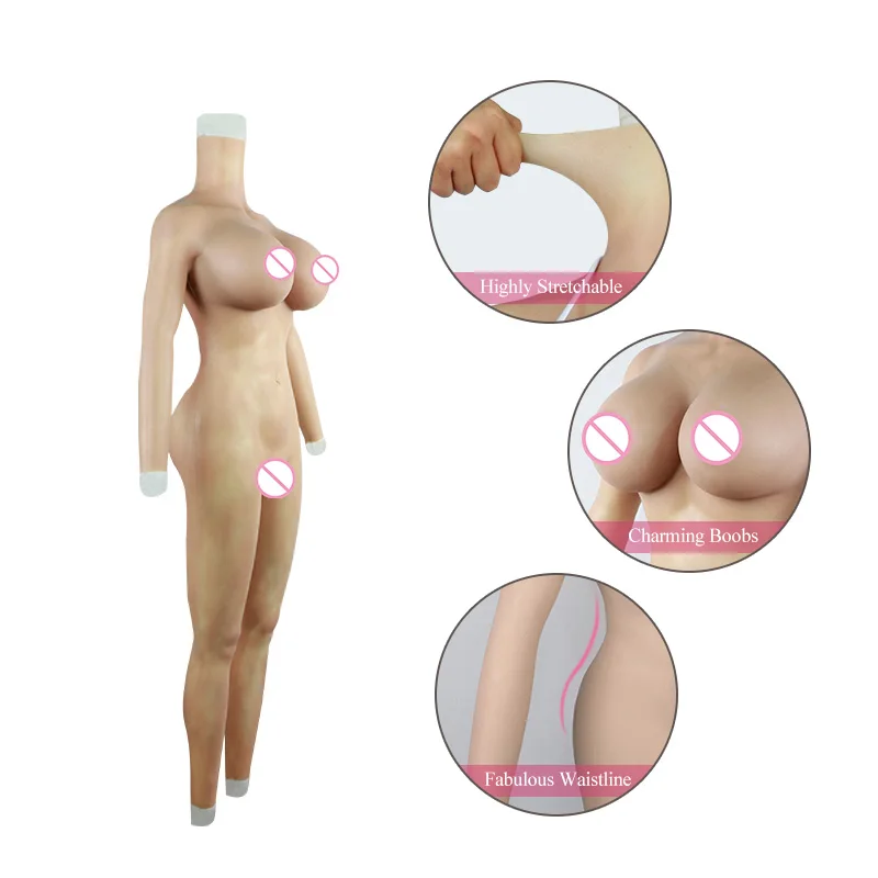 Roanyer Silicone H Cup Whole Bodysuit Crossdresser Costumes Drag Queen Transgender Man’s Chest  Artificial Tits Fake Boobs Body