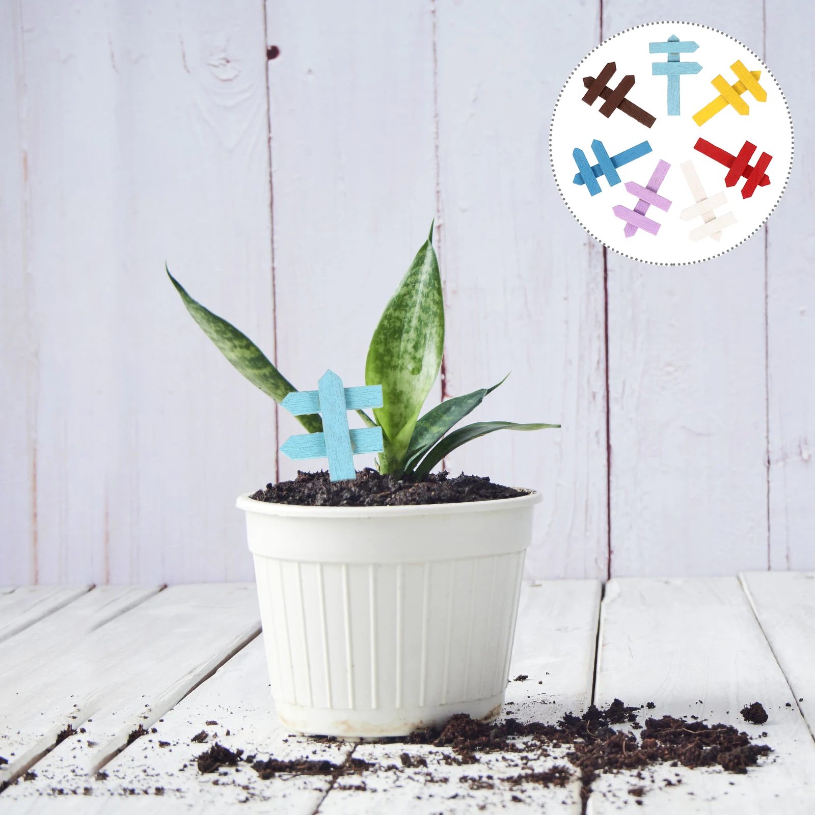 

20 Pcs Plant Label Stakes Colored Directional Signs Wooden Adornments Decorations Landscape