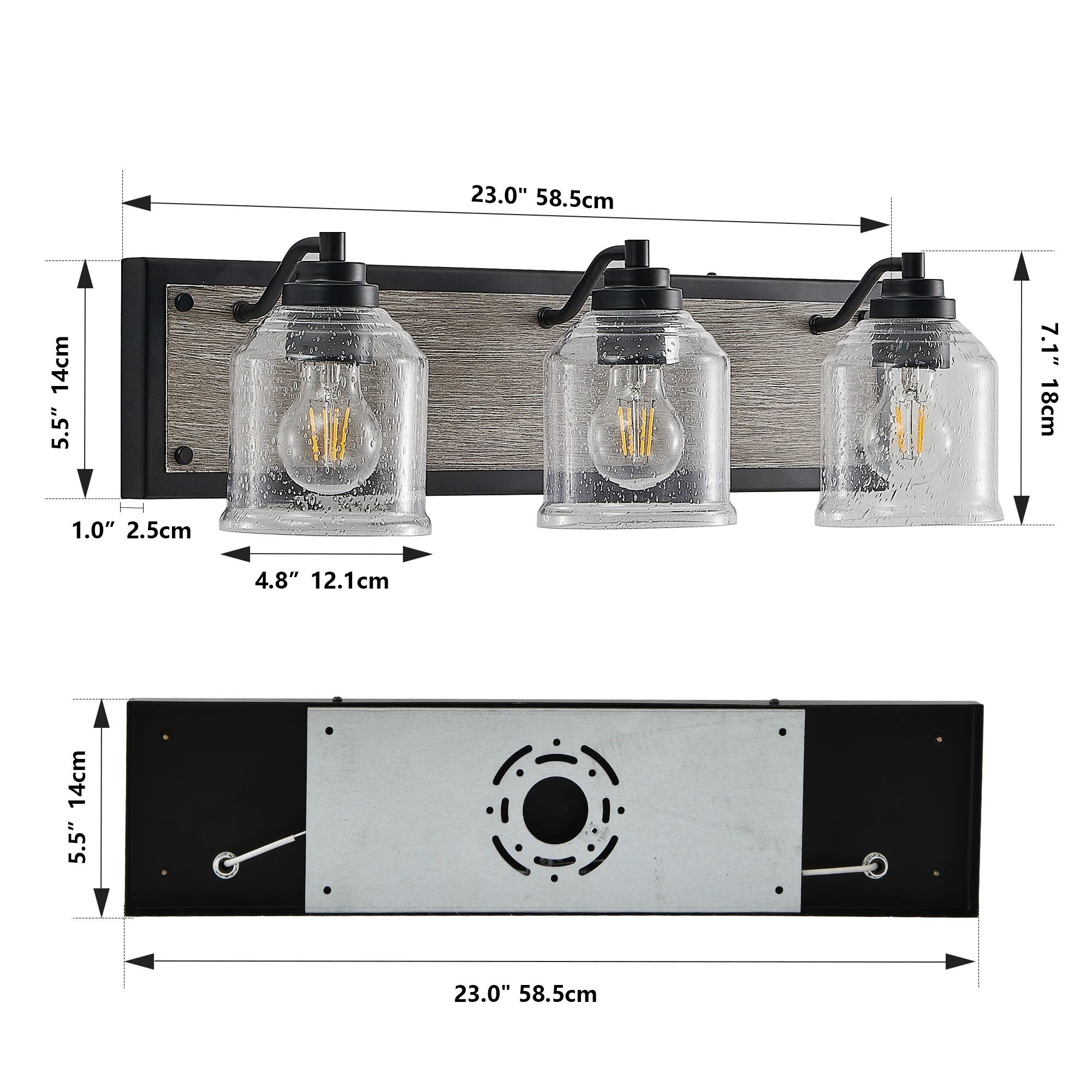 L001019-W3B Front Mirror Light Crystal Lampshade, Rust-Proof and Waterproof, Suitable for Bathroom Vanity, Power Supply Hardwired, Compatible with E26 Light Source, North American Ul Certified, Modern Minimalist Style