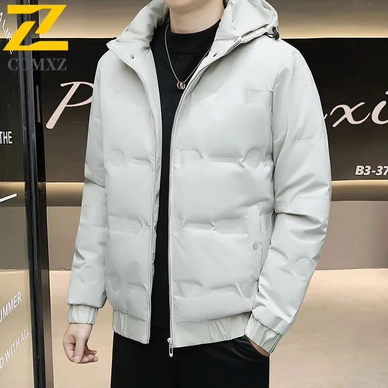 

COMXZ мужской пуховик повседневный с капюшоном для отдыха на природе, кемпинга, защиты от холода, теплая парка, модная легкая осенне-зимняя куртка для пешего туризма