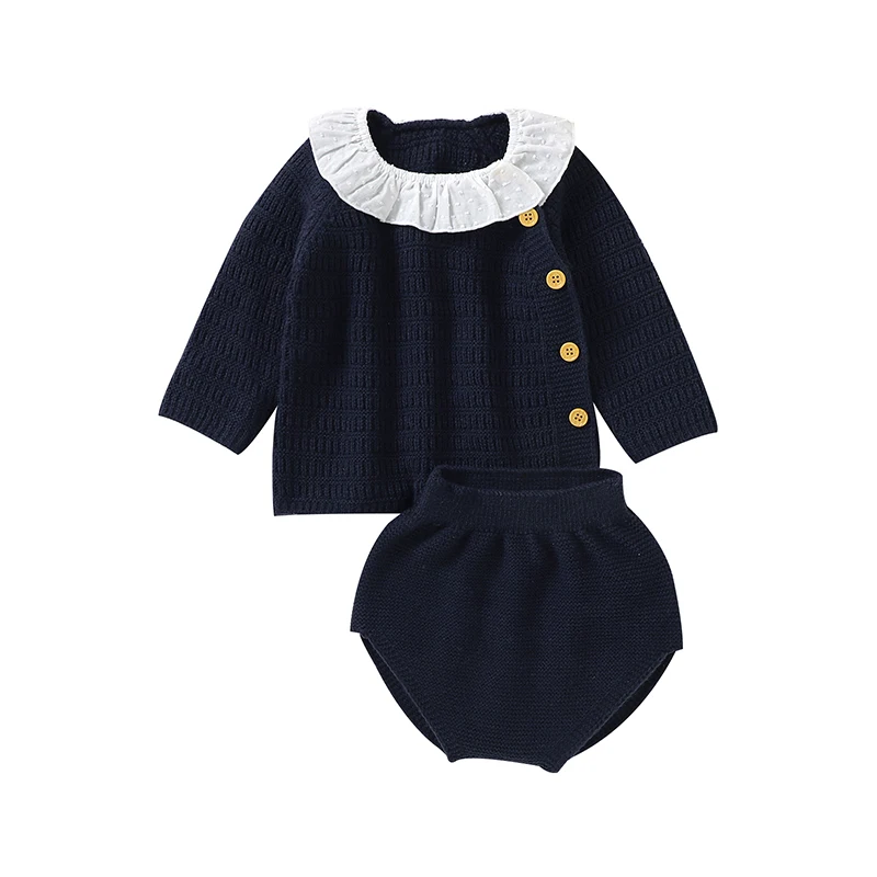 Winter Warm Baby Girls Clothes Sets Autumn Outerwear Newborn Infant Long Sleeves Knitted Sweaters Pullovers Tops+Bottoms Outfits