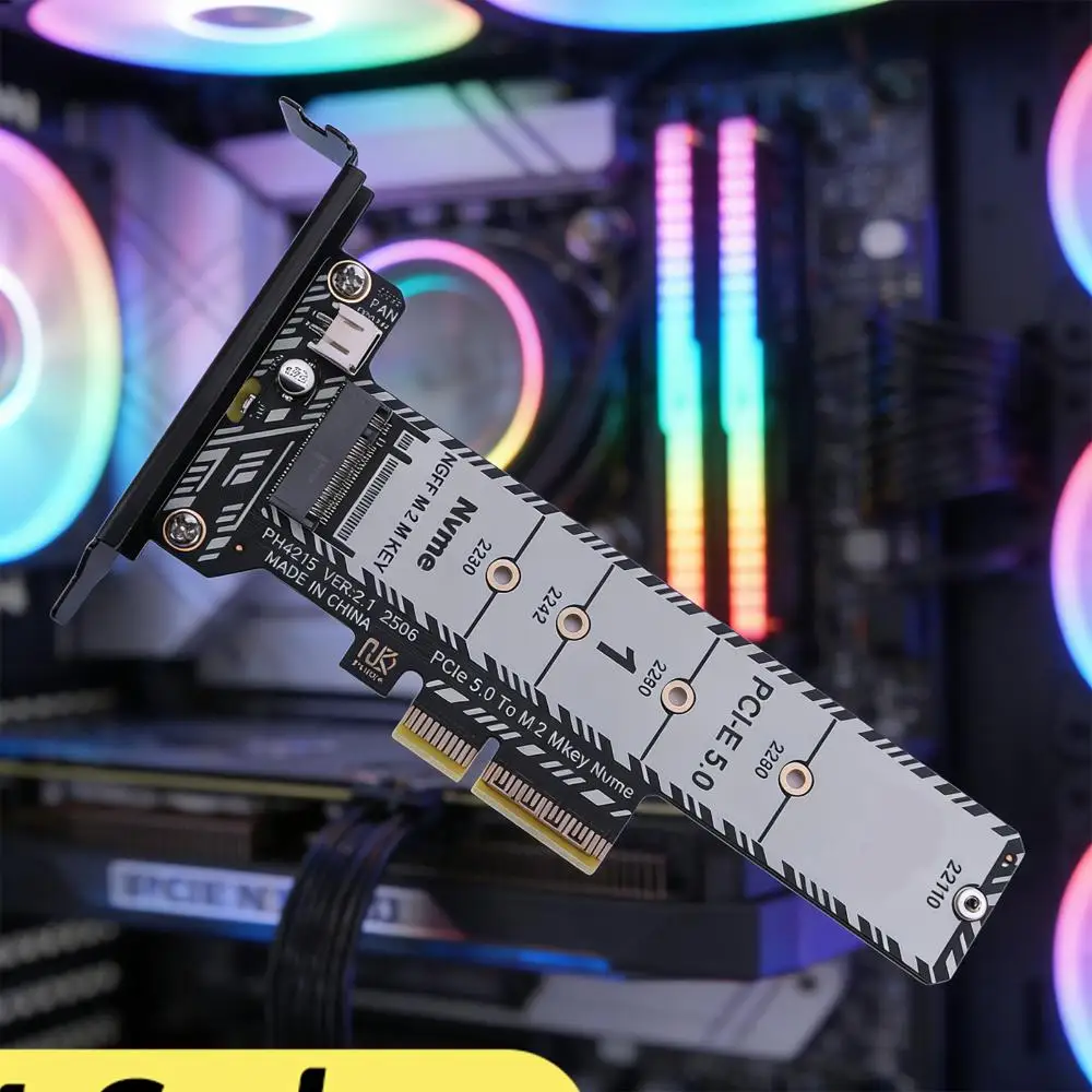 

Адаптер-карта PCIe 5.0 для M.2 NVMe, для SSD M.2 NVMe 2280, 2260, 2230, 22110, адаптер-карта расширения PCIe X4 (не для SATA NGFF)
