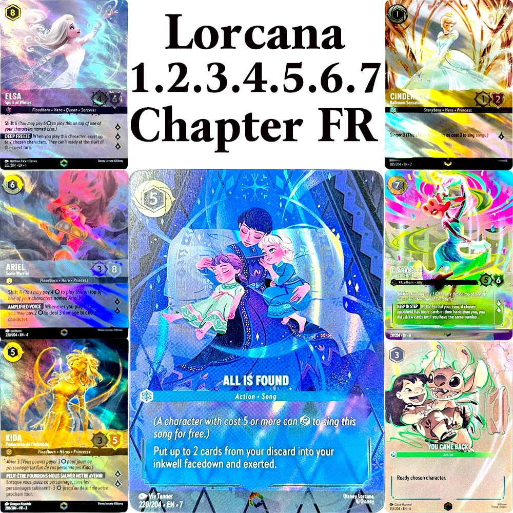 

Карты из прокси-фольги Lorcana FR Chapter 1/2/3/4/5/6/7, игровая карта, повышение наводнения в чернильные клады, возврат Урсулы, первая глава