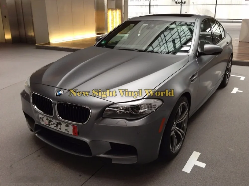 High Quality Satin Metallic Matte Chrome Dark Grey Vinyl Wrap Sticker Bubble Free For Car Styling