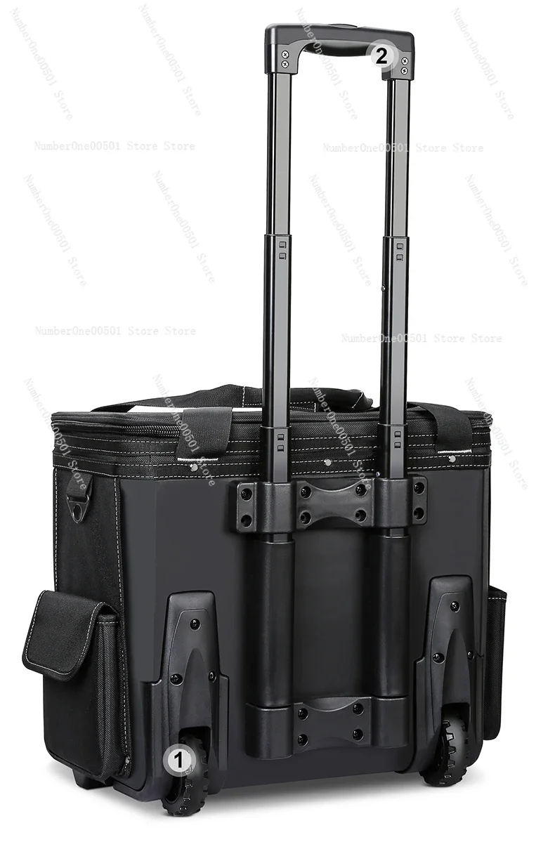 

Rolling Handle Tool Bag Multifunction Heavy Duty Canvas Repair Electrician Case with Wheels -095