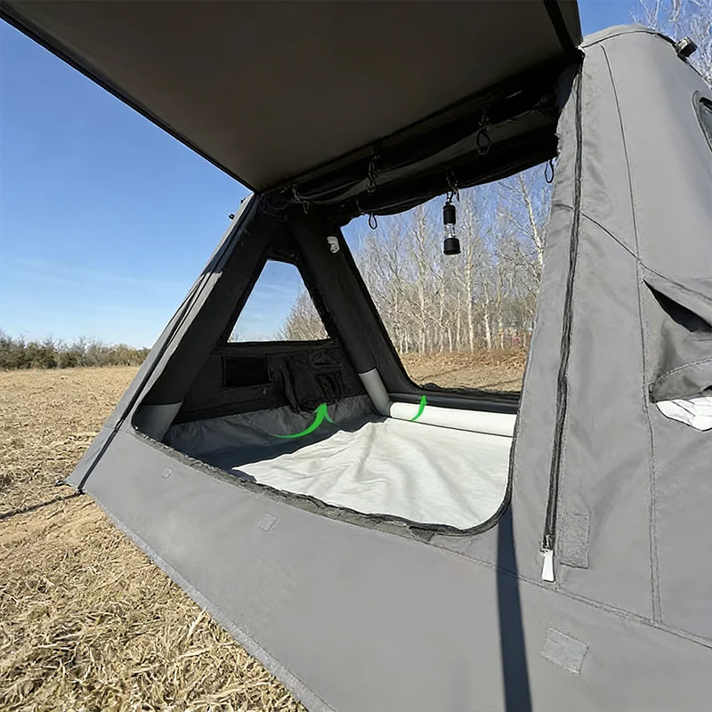 Hot Selling Waterproof Triangular Inflatable Car Roof Tent Portable Camping Shelter Ideal For 4X4 Vehicle Glamping Overland Trav