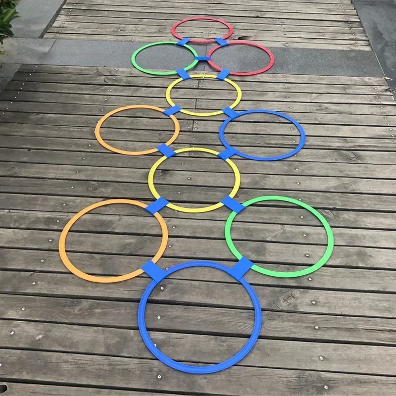 Hopscotch Jump to the Grid Children Sensory Training Equipment Outdoor Fun Game Jumping Ring Kindergarten Teaching Aid Sport Toy