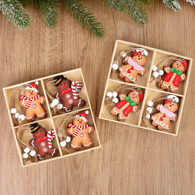 12pcs Wooden Gingerbread Man Ornaments Christmas Gifts DIY Xmas Tree Hanging Pendants For Home Decoration 2025 New Year Navidad