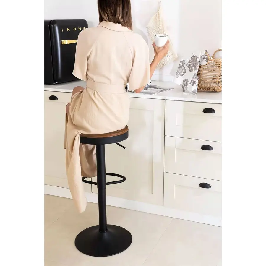 Stołki barowe Drewniane stołki barowe Vintage Rustykalne stołki barowe o wysokości blatu, Regulowane stołki barowe Obrotowe z podnóżkiem, Do kawiarni/kuchni