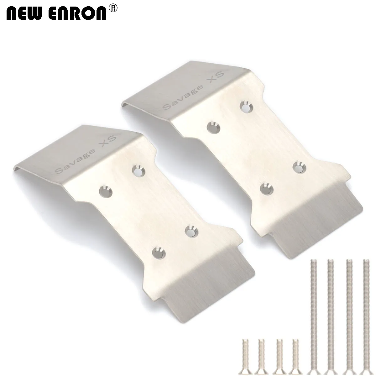 NEW ENRON 2PCS Stainless Steel Front & Rear Lowe Skid Plate #105298 FOR RC CAR HPI MINI SAVAGE XS FLUX SS RTR