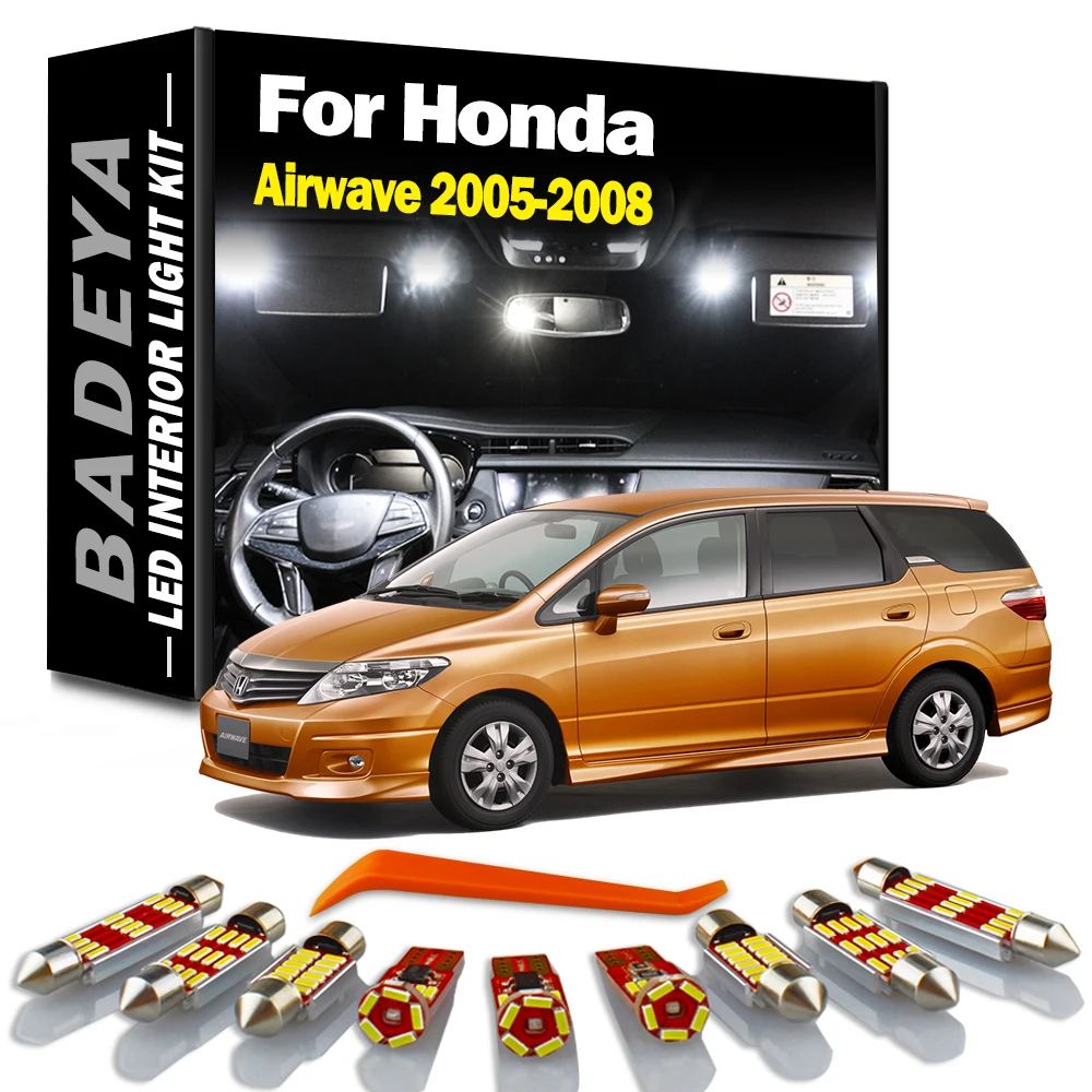 BADEYA 9Pcs Canbus LED Lamp Interior Map Dome Light Kit For Honda Airwave 2005 2006 2007 2008 Car Accessories Led Bulbs No Error