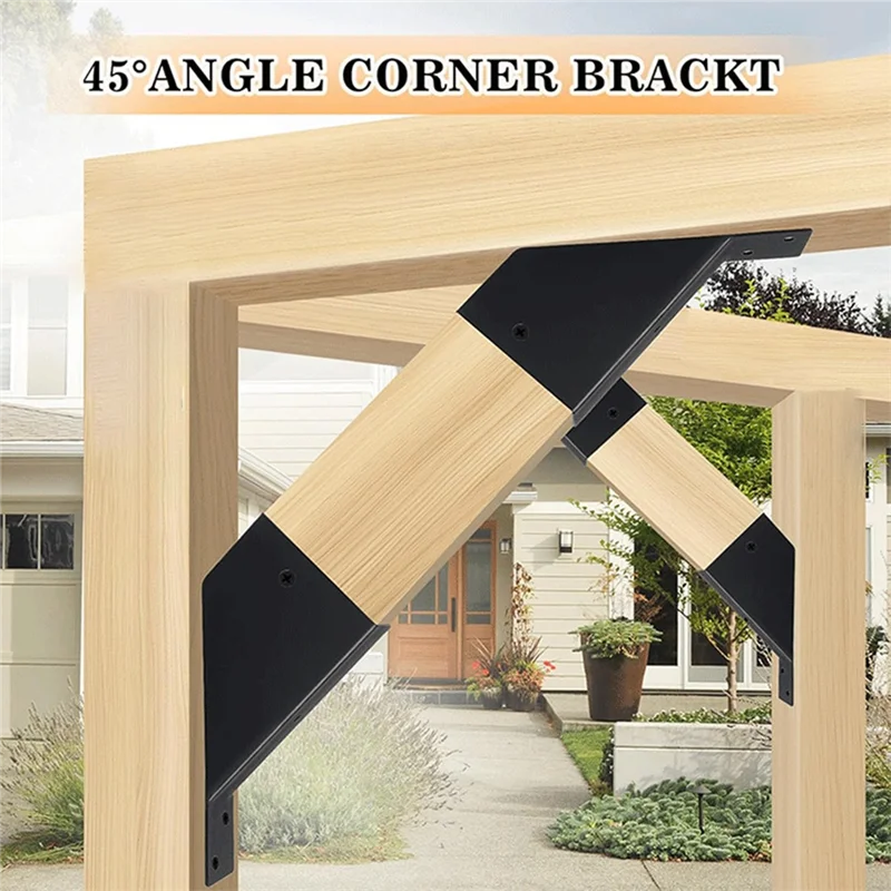 

AAAC-4Pcs Pergola Brackets,45-Degree Angle Bracket,For Reinforcing Pergolas And Gazebos,Fits 2X4in Lumber With Drainage Holes