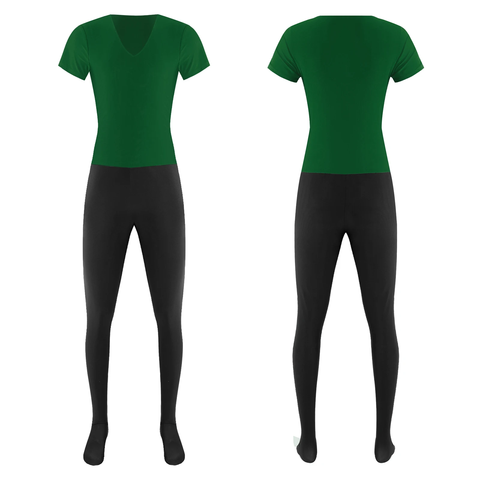 ผู้ชายบัลเล่ต์เต้นรำยูนิทาร์ดจั๊มสูทยิมนาสติกสเก็ตลีลาเครื่องแต่งกายเซ็กซี่แขนสั้นกางเกงขายาวกางเกงสีตัดกันบอดี้สูท