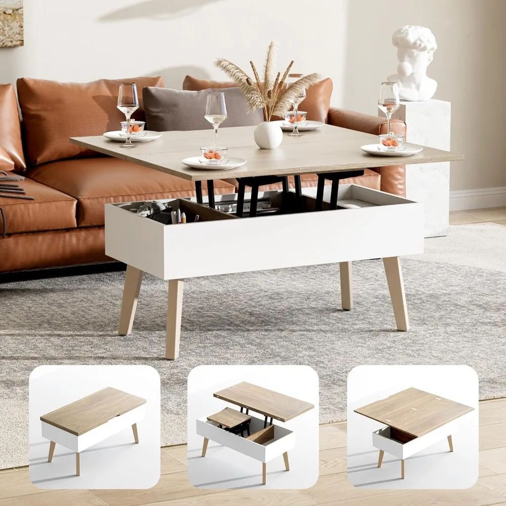 

3 in 1 Lift Top Coffee Table, Ten Minutes Install Multifunction Coffee Table, Coffee Table Converts to Dining Table