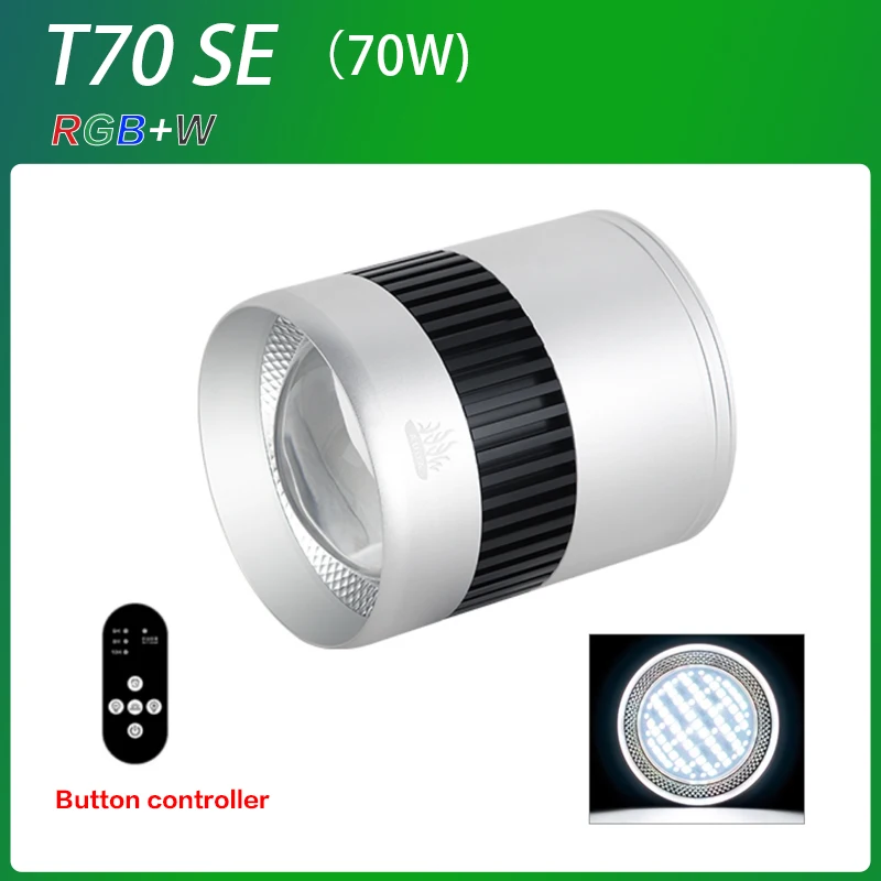 Week Aqua LED T70 RGB, Downlight for Aquarium Fish Tank, Full Spectrum,70W Button Edition, 5 Modes Selection