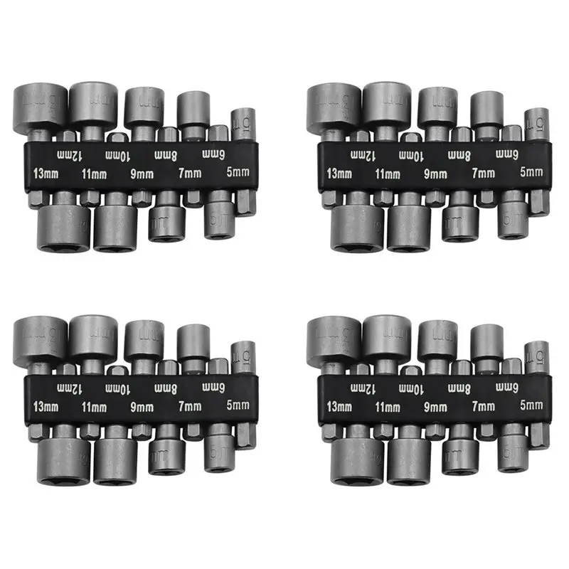 

NEW HOT In Stock-Sleeve Type Hex Sockets 9Pcs 4 Set 1/4In Nozzles Nut Driver Bit Set 5-13Mm Power Screws Screwdriver Bits Sets H
