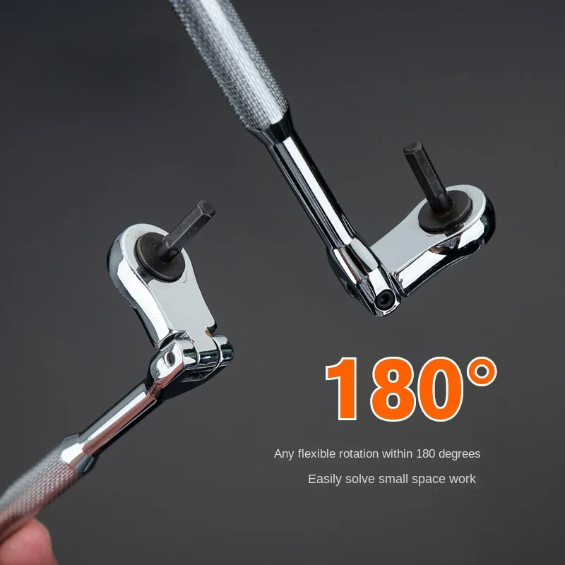 Professional Ratcheting Wrench Set 180° Rotating Head for Quick Two-way Directional Use - Multi-functional Hexagon Wrench