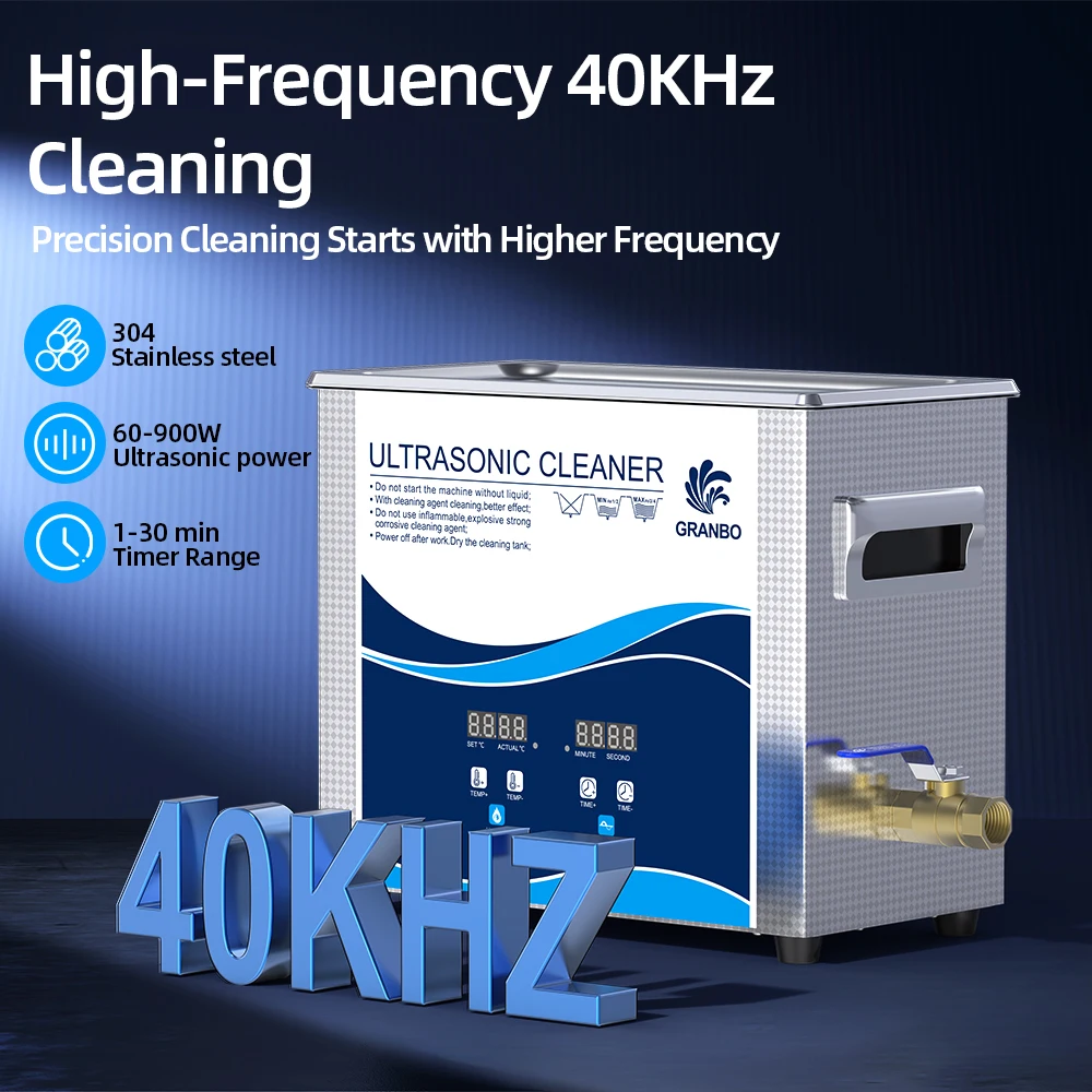 Macchina per la pulizia ad ultrasuoni Granbo 22L 480W-900W 40KHz con display digitale timer riscaldatore Degas per parti del motore strumenti e laboratorio Eq
