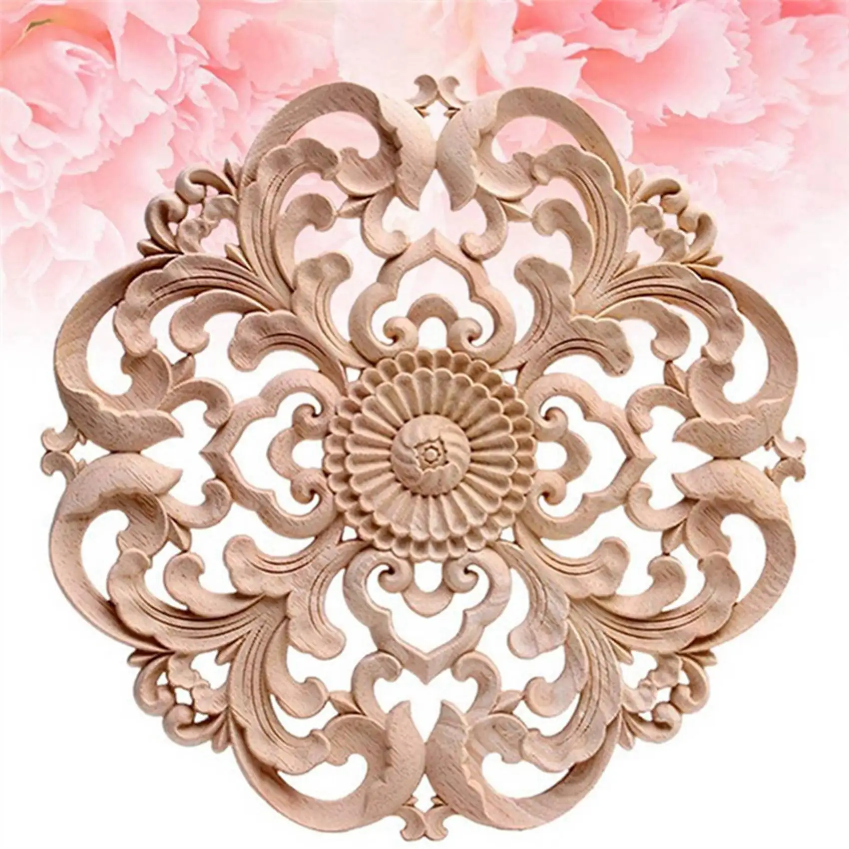 

8Pcs Wooden Carved Onlay Applique Unpainted Wood Applique Vintage European Style Carved Decal For Furniture Decoration-AT30