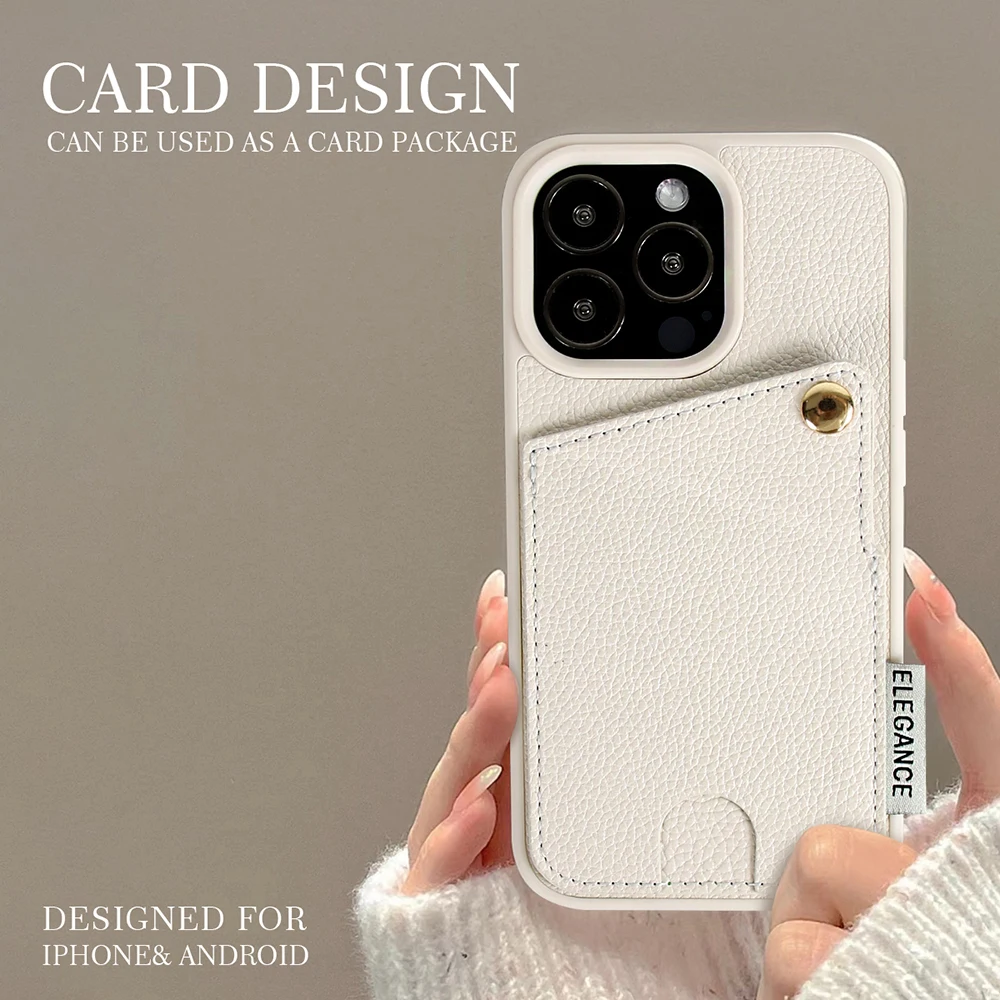 Fashion Card Bag Anti drop PU Leather Stand Phone Case Cover Suitable for Apple iPhone 15 14 13 12 Pro Max Plus