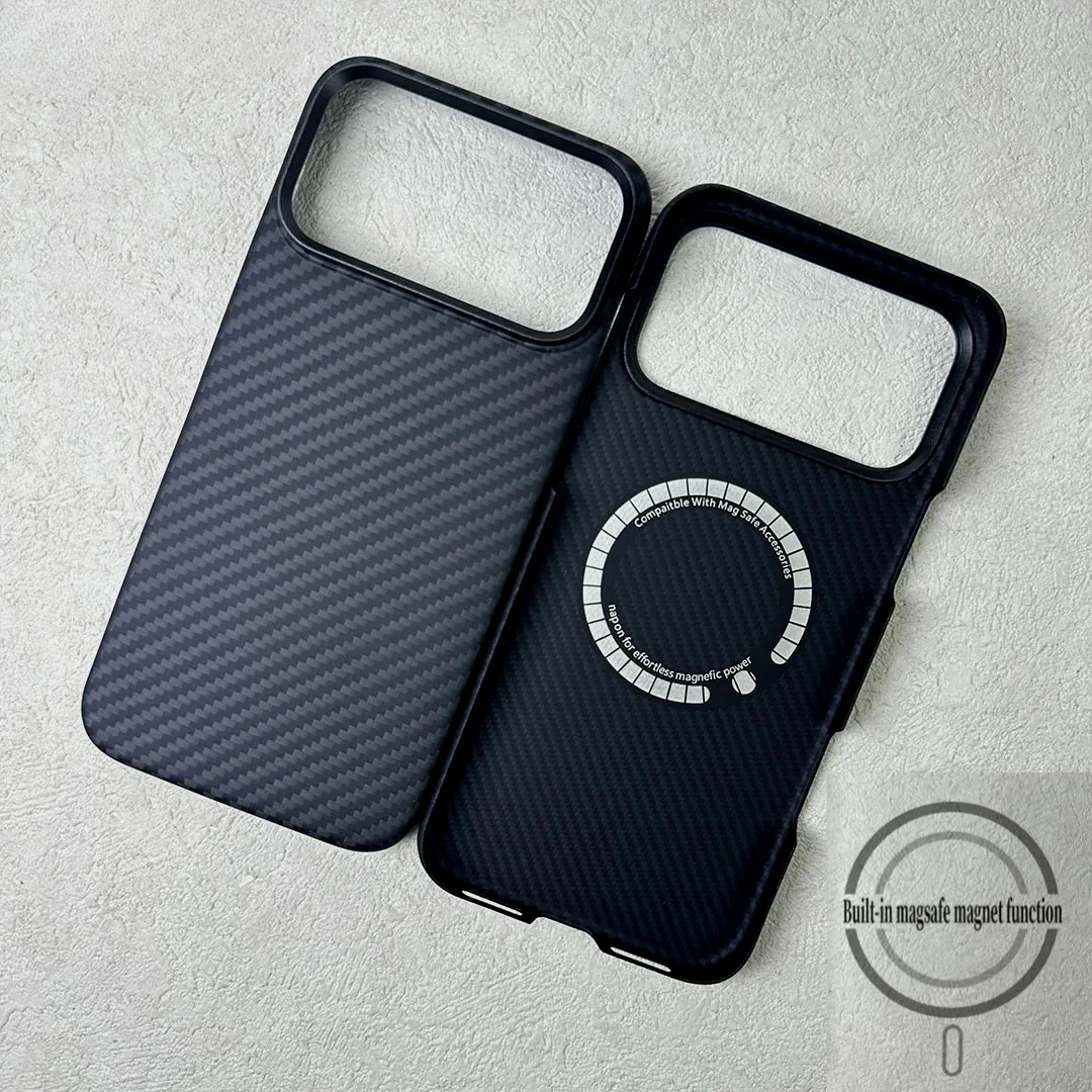 

Тонкий гладкий сенсорный чехол из арамидного кевларового углеродного волокна с высокой текстурой для IPhone 17 Pro Max Air 16 15 Pro, защитный чехол с магнитной зарядкой