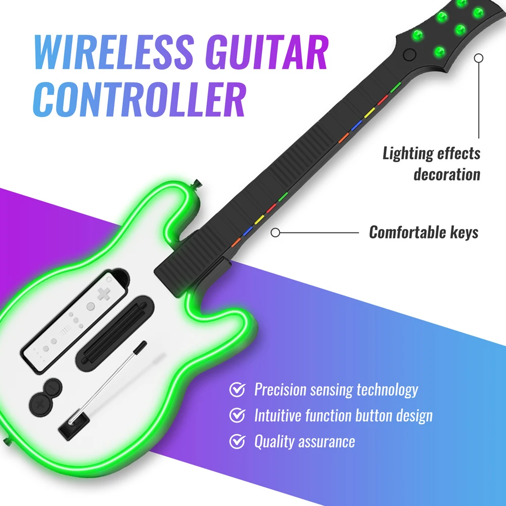 Wireless Guitar Hero Controller for Wii RGB Gaming Controller Remote Joystick Guitar Gamepad with Wii Guitar Hero Rock Band Game