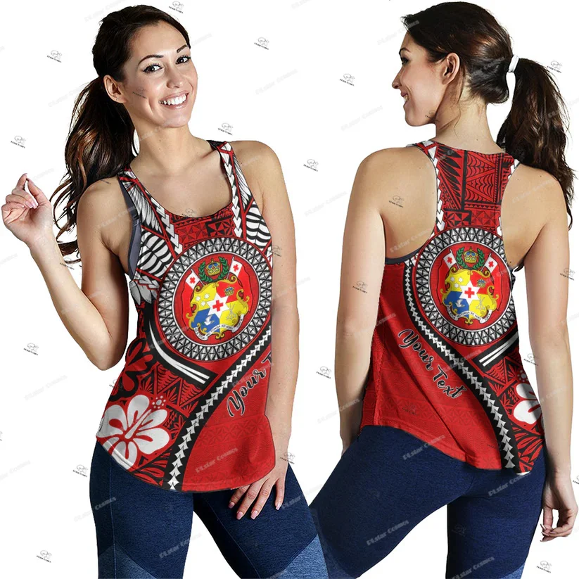 Custom Name Polynesian Country Tonga College Vintage Retro 3DPrint Harajuku Yoga Women Vest Racerback Tank Fitness Sleeveless A3