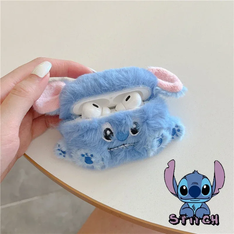 

Disney Stitch Cute Fluffy Earphone Case for Apple Airpods 3 1 2 Pro 2 Case Cover Cartoon Fur Cover for Airpods 3 Pro 2 1 Case