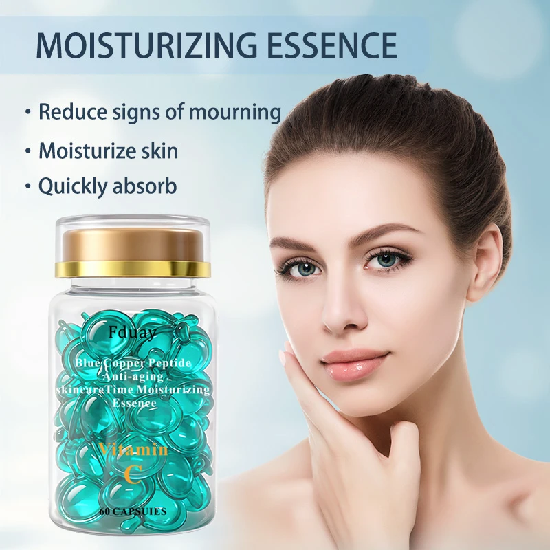 Blue Copper Peptide Vitamin C Essence 0.5ml Skin Smoothing Brightening Vitamin C Nicotinamide Retinol Rich Hyaluronic Acid Serum