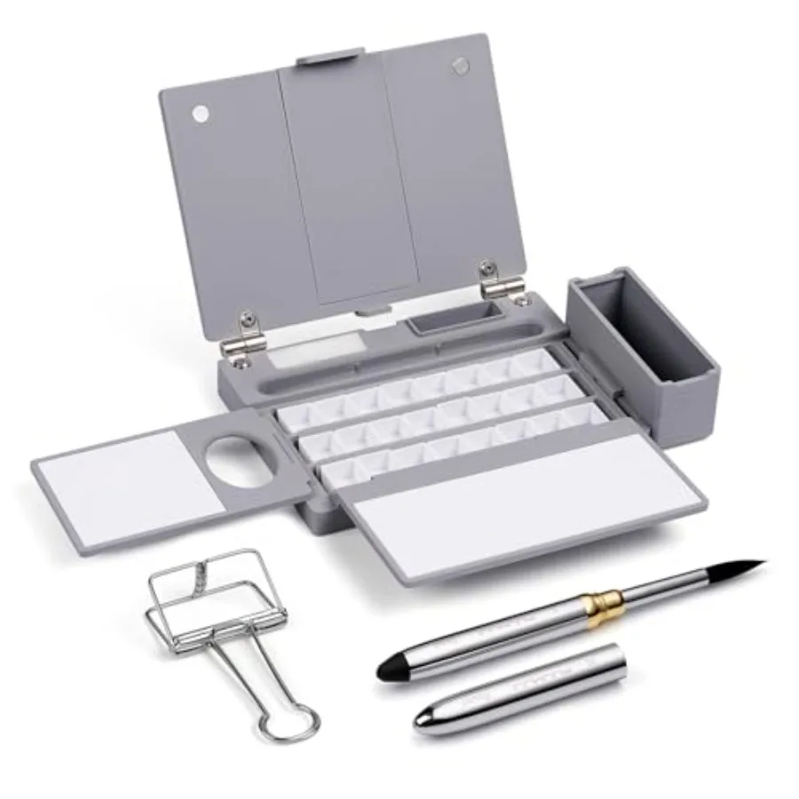 

Портативный набор для акварели «Всё в одном»: дорожная палитра с 24 съёмными полупустыми ячейками и кистью для акварели