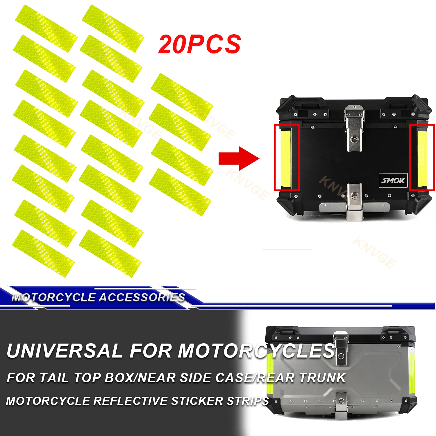 

Motorcycle Reflective Sticker Strips Tail Top Case Rear Trunk Side Box Anti-collision Decorative Night Safety Warning Strip