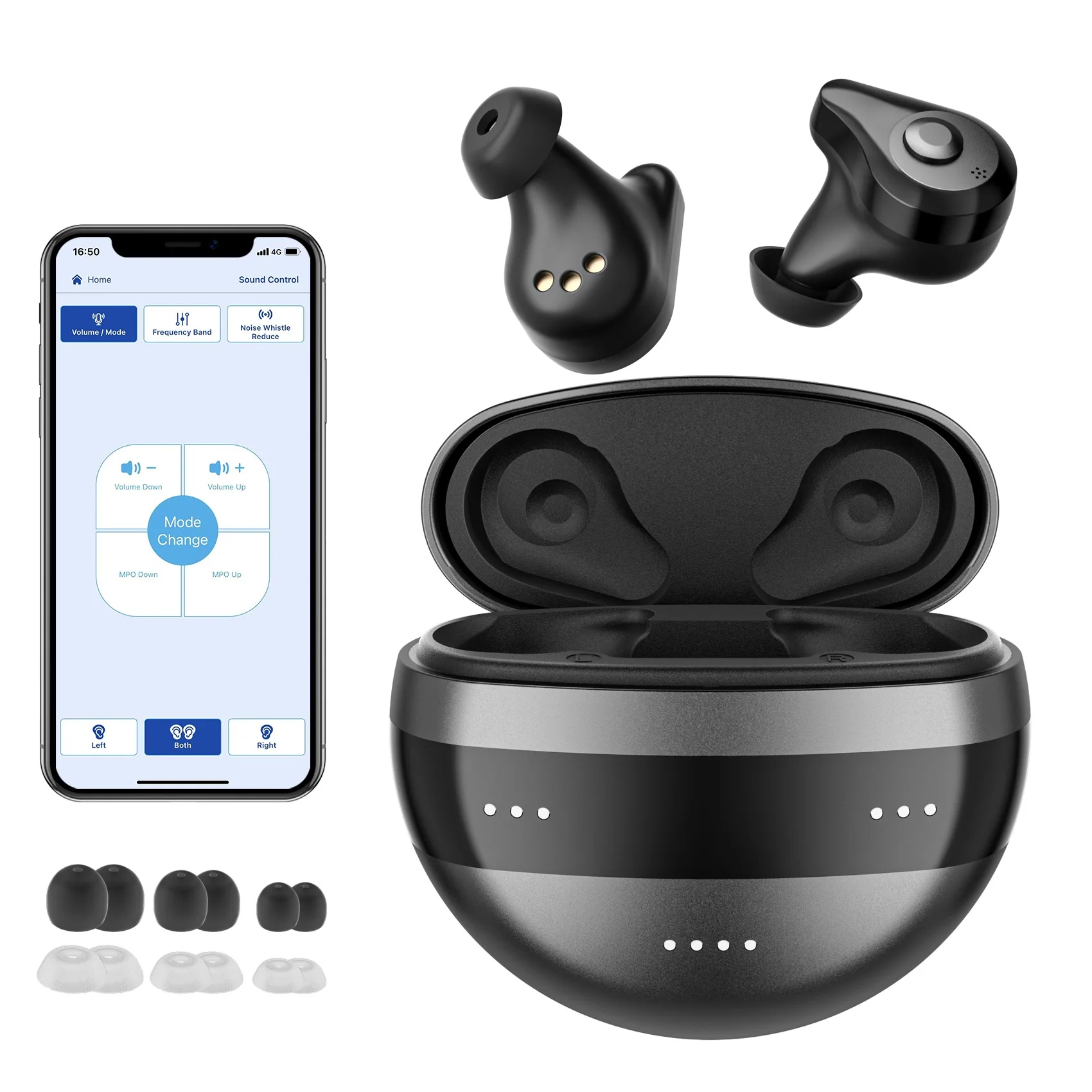 

Bluetooth Hearing Aids for Seniors Charging Case Rechargeable with Noise Cancelling, Smart APP Control, Hand-free Phone Call