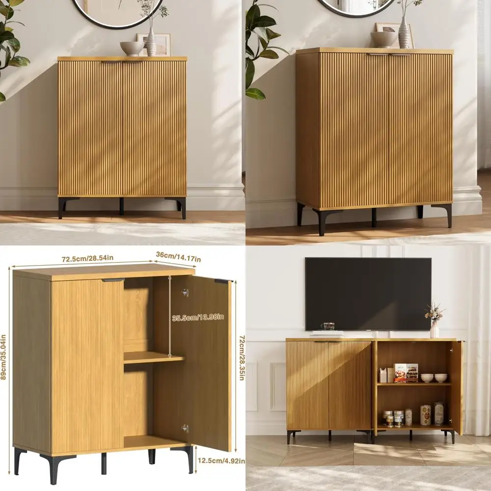 

Linen-Inspired Buffet Cabinet with Two Doors and Fluted Design