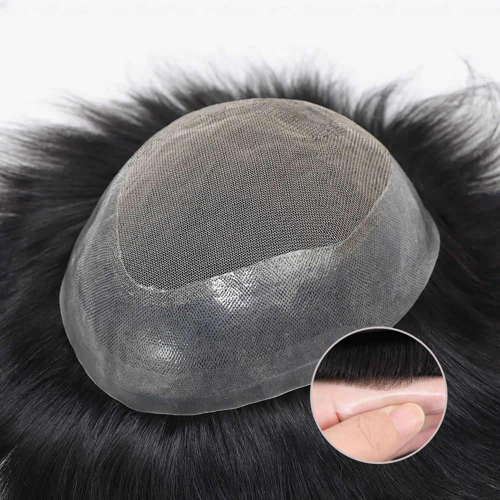 

Australia Man Hair Prosthesis Human Hair Natural Hairline Men's Wig Lace PU Toupee for Men Natural Black Hair Piece System