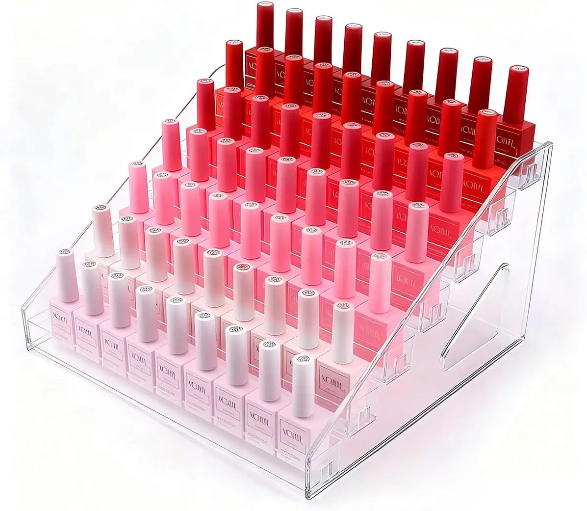 

7-Layer Transparent Nail Polish Storage Box, Easy Assembly Makeup Organizer for Cosmetics