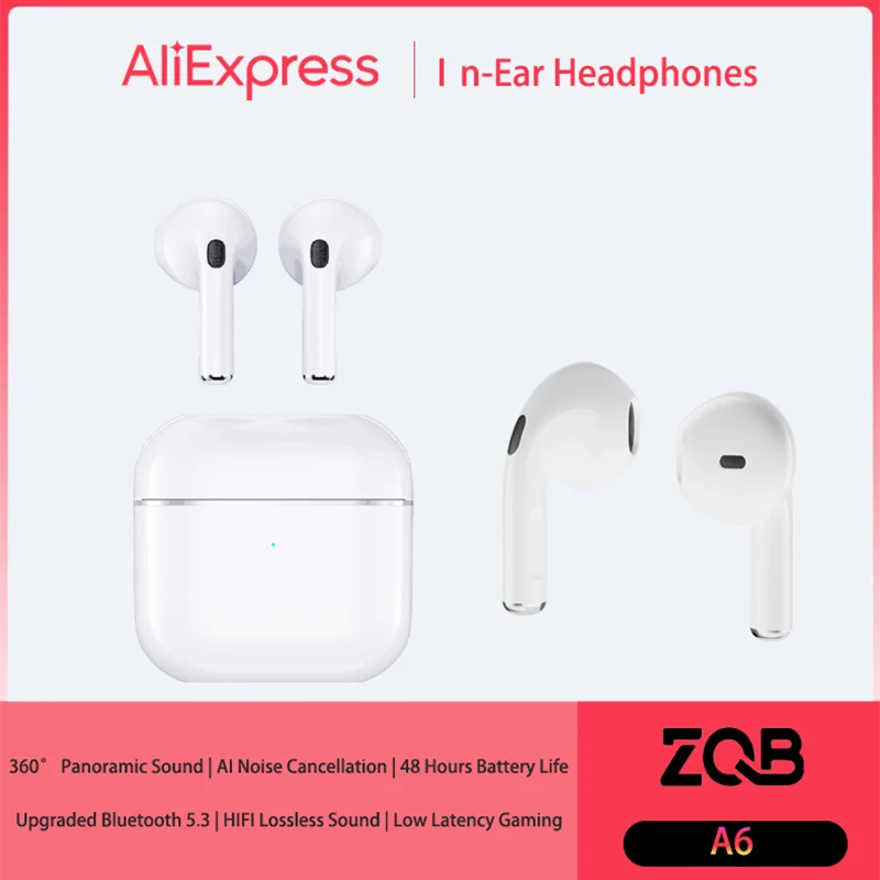 

ZQB A6 Wireless Headset Bluetooth V5.3 Earbuds TWS in-ear headphones Touch control gaming motion with microphone headset