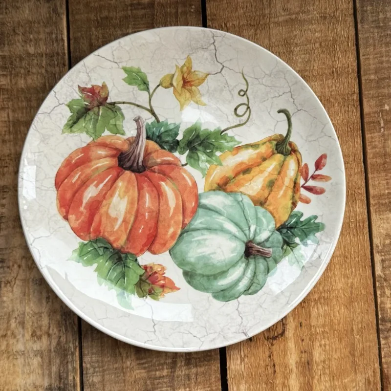Vintage pumpkin printed ceramic plates Fall Harvest Tableware home kitchen utensils Thanksgiving decoration plate autumn gifts