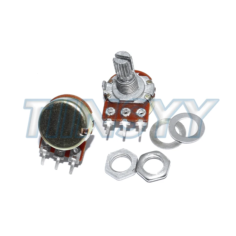 5PCS Linear Taper Potentiometer Kit WH148 B1K B2K B5K B10K B20K B50K B100K B250K B500K B1M 15mm Shaft 3Pin with Nuts and Washers